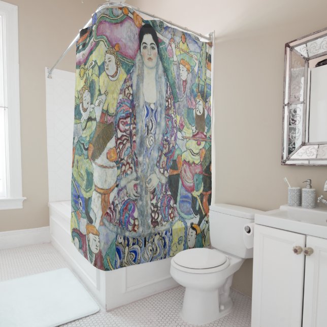Klimt-Portrait of Friederike Maria Beer Fine Art Shower Curtain (In Situ)