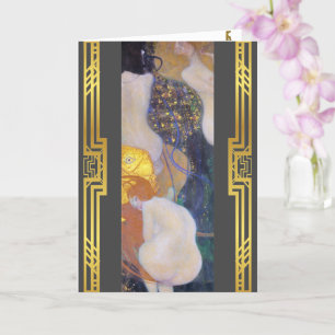 Klimt Restored Goldfish Women Nouveau Painting Card