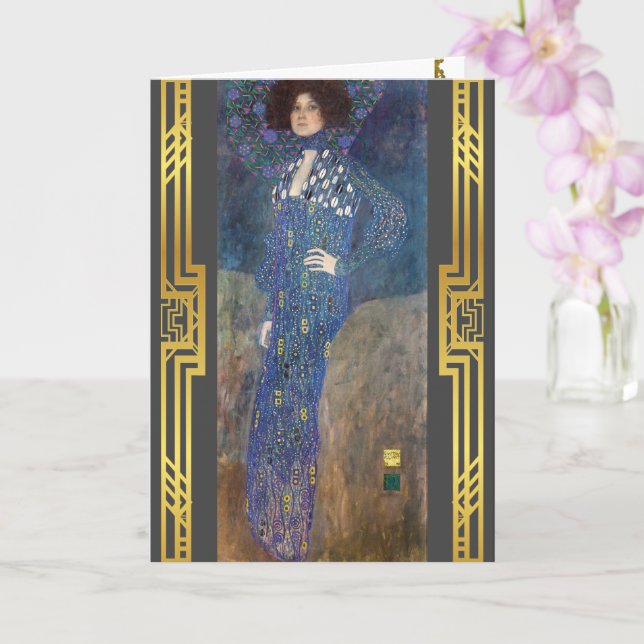 Klimt Restored Portrait Emilie Floge Painting Card (Orchid)