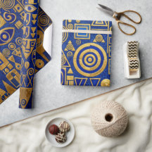 Klimt Style Blue+Gold Egyptian Revival
