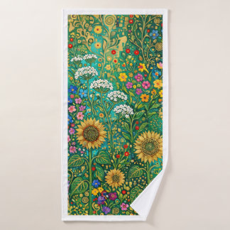 Klimt Sunflower Meadow Bath Towel