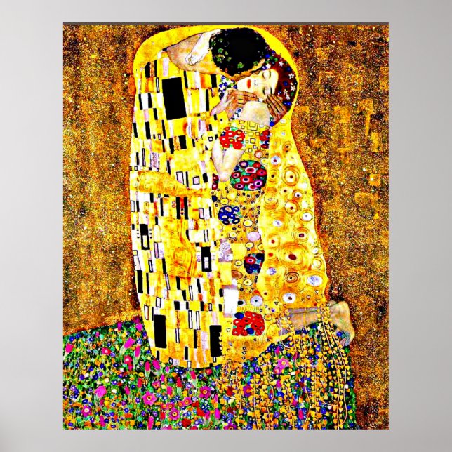 Klimt - The Kiss (full length) fine art Poster (Front)