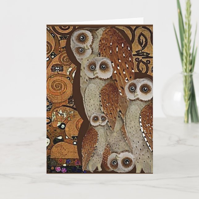 Klimt, The Tree of Life, Owl Parody  Card (Front)