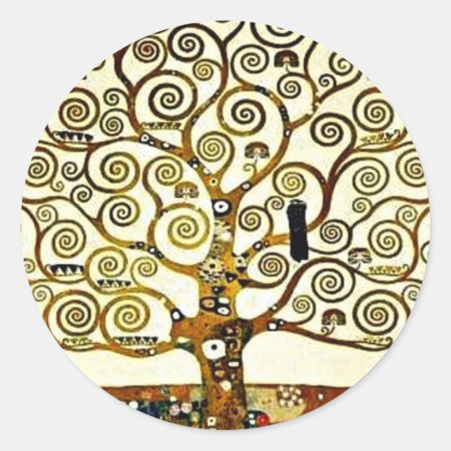 Klimt - The Tree of Life, Stoclet Frieze Classic Round Sticker (Front)