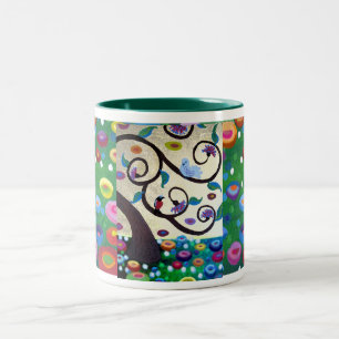 Klimt tribute tree of life Two-Tone coffee mug