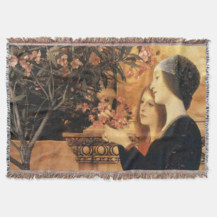 Klimt Two Girls with Oleander Art Nouveau Throw Blanket