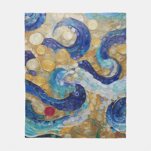 Klimt Water Serpents Fleece Blanket (Front)