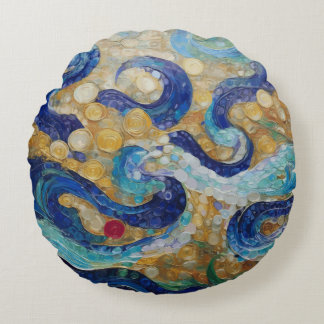 Klimt Water Serpents Round Cushion
