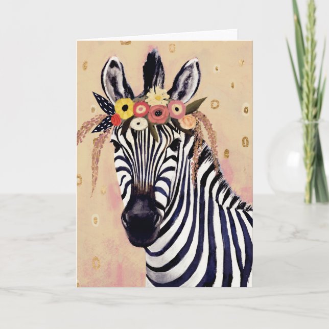 Klimt Zebra | Adorned In Flowers Card (Front)