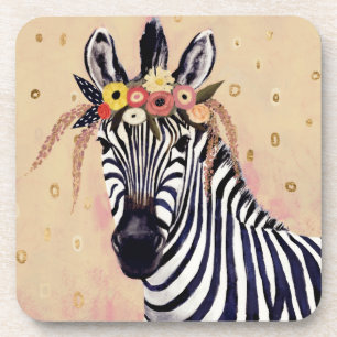 Klimt Zebra Adorned In Flowers Coaster