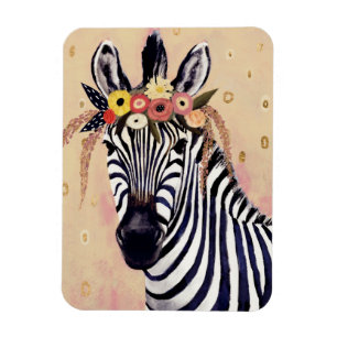 Klimt Zebra   Adorned In Flowers Magnet