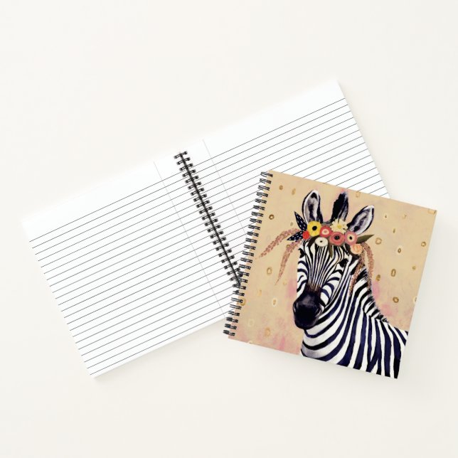 Klimt Zebra | Adorned In Flowers Notebook (Inside)