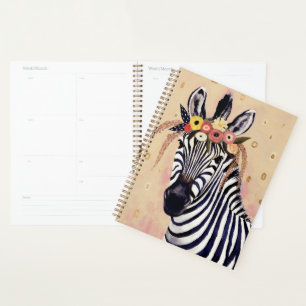 Klimt Zebra   Adorned In Flowers Planner