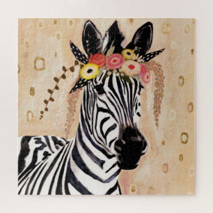 Klimt Zebra   Crown Of Flowers Jigsaw Puzzle