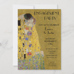 Klimt's The Kiss - Art Nouveau Engagement Party In Invitation
