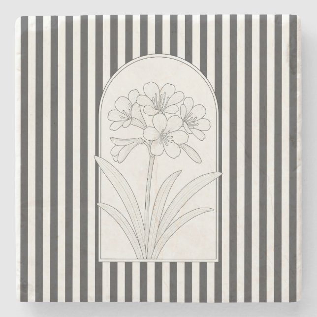 Klivia Elegant Flower Botanical Stone Coaster (Front)