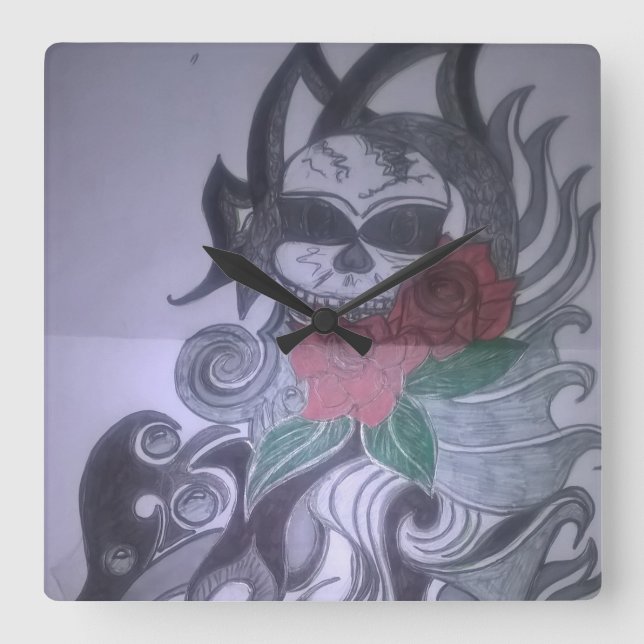 klok met print van tattoo ontwerp btje square wall clock (Front)