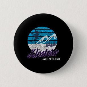 Klosters Swiss Alps Switzerland Ski Resort Snowboa 6 Cm Round Badge
