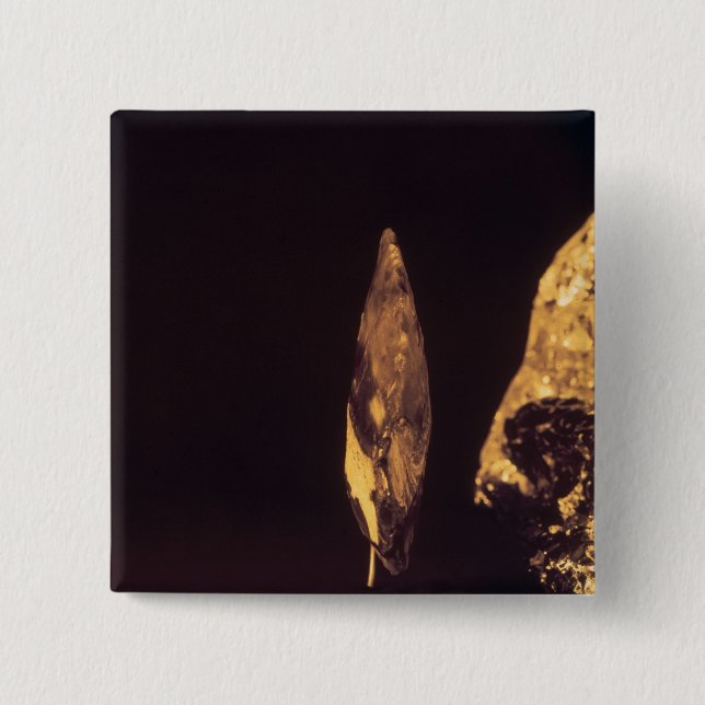 Knapped axe or spear head 15 cm square badge (Front)