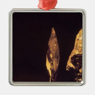 Knapped axe or spear head metal tree decoration