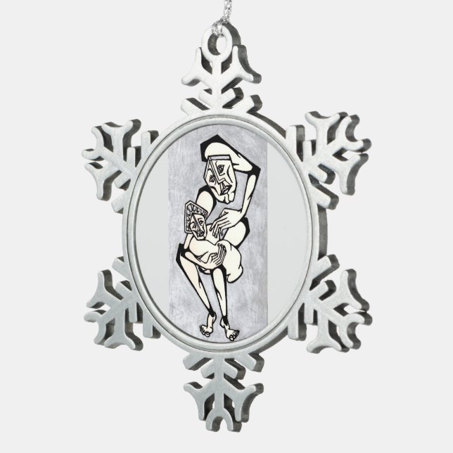 KNASH Madonna and Child Snowflake Pewter Christmas Ornament (Right)
