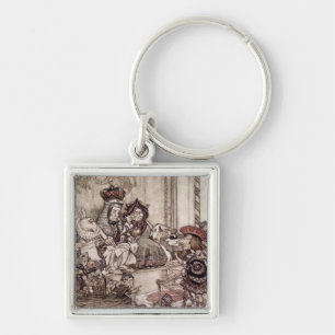 Knave before the King and Queen of Hearts Key Ring
