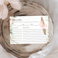 Knead Love Pink Floral Bridal Shower Recipe Card