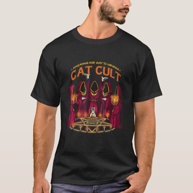Kneading our way to Nirvana Cat Cult Occult Art T-Shirt (Front)