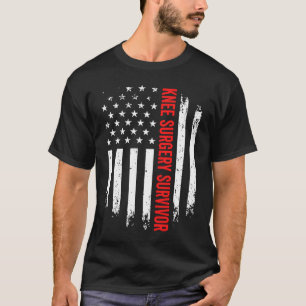 Knee Joint Surgery Survivor American Flag Recovery T-Shirt