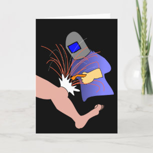 Knee Surgery Get Well Humourous Card Welder Cartoo