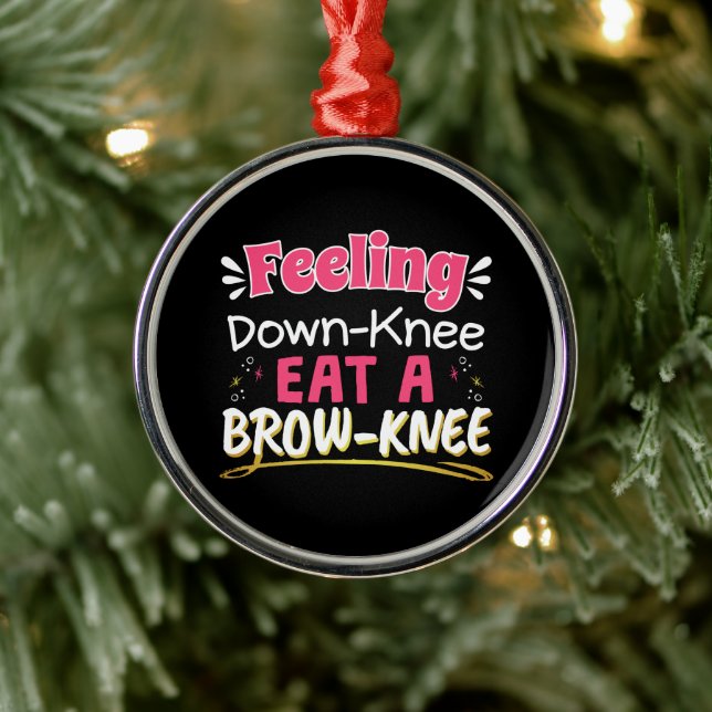 Knee Surgery Positivity Pun - Cute Brownie Metal Ornament (Tree)