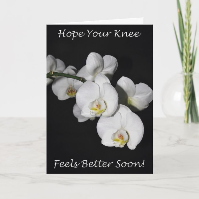 Knee Surgery White Orchid Card (Front)