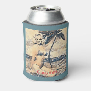Kneeling Blonde Bikini Model Thunder_Cove Can Cooler