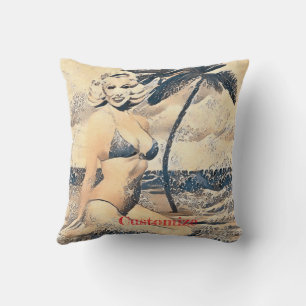 Kneeling Blonde Bikini Model Thunder_Cove Cushion
