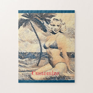 Kneeling Blonde Bikini Model Thunder_Cove Jigsaw Puzzle