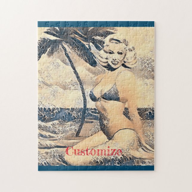 Kneeling Blonde Bikini Model Thunder_Cove Jigsaw Puzzle (Vertical)