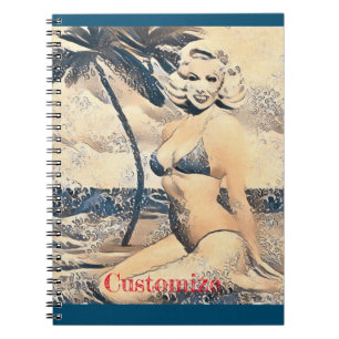 Kneeling Blonde Bikini Model Thunder_Cove Notebook