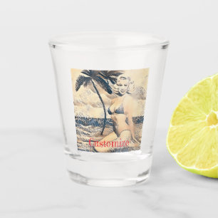 Kneeling Blonde Bikini Model Thunder_Cove Shot Glass