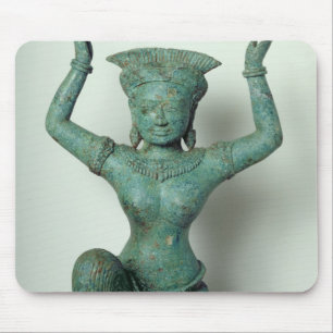 Kneeling feminine figure used to support a mouse pad