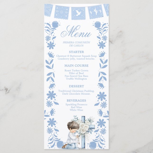 Kneeling Primera Comunion Menu (Front)