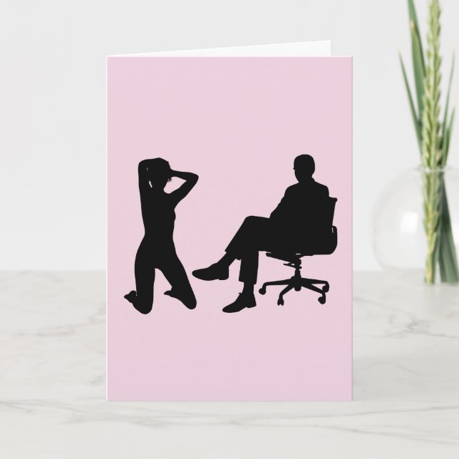 KNEELING WOMAN & MAN SEATED IN CHAIR KINKY CARDS (Front)