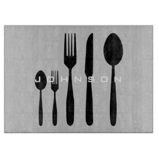 Knife and Fork Cutting Board with Custom Name