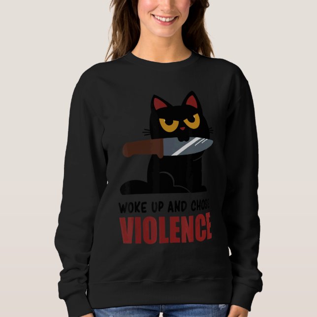 Knife Cat Woke Up And Chose Violence  Tee (Front)