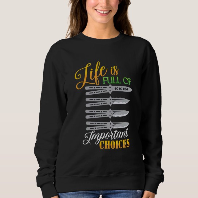 Knife Collector Knife Collection Hunting Butterfly Sweatshirt (Front)