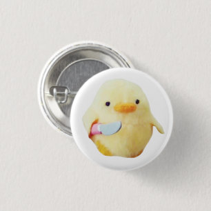 Knife Duck Plush Meme Pin Button