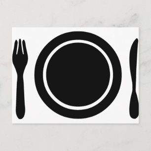 Knife, Fork and Plate. Postcard