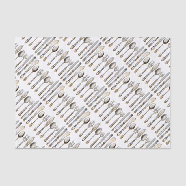 Knife fork spoon kitchen cutlery tissue paper (Front)