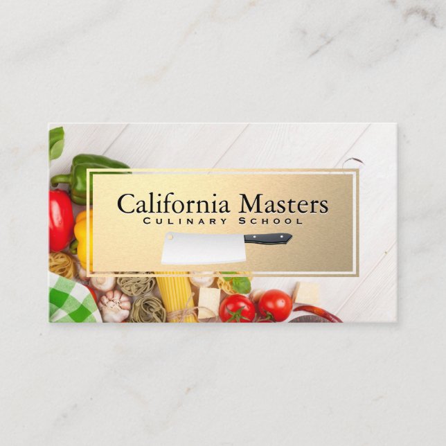Knife | Fruits Vegetables | Gold Frame Business Card (Front)