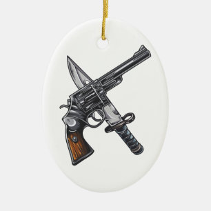 knife gun ceramic ornament