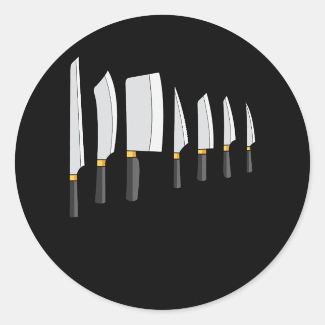 Knife Kit Kitchen Tools Cooking Gadget Tee Chef We Classic Round Sticker (Front)